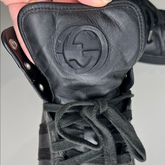 Gucci Mens Viaggio Black High-Top Sneakers Trainers - Picture 2 of 11